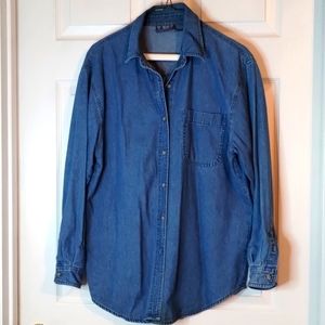 Long sleeve regular fit button-down denim shirt, Medium size YSot sportswear